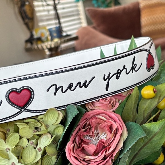 NWT Kate Spade Script Leather Meringue Adjustable Crossbody Guitar Bag Strap - Picture 6 of 14